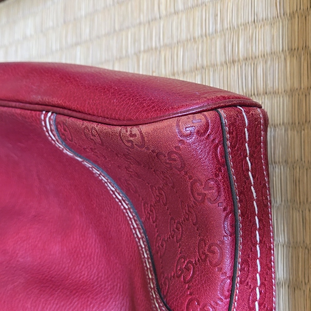 GUCCI  Red Leather Women's Hobo Style Bag (Authentic) - Picture 8 of 10